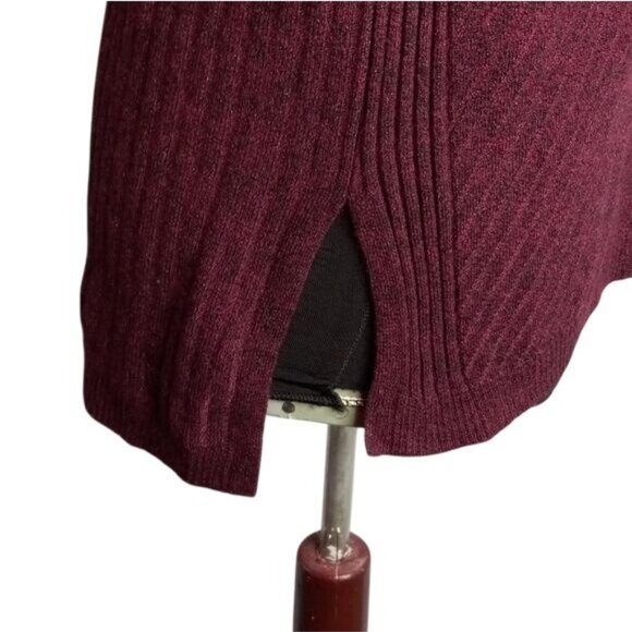Apt. 9 Size XS Womens Sweater Maroon V-Neck Long Sleeve Ribbed Knit Hi-Lo - Picture 6 of 10